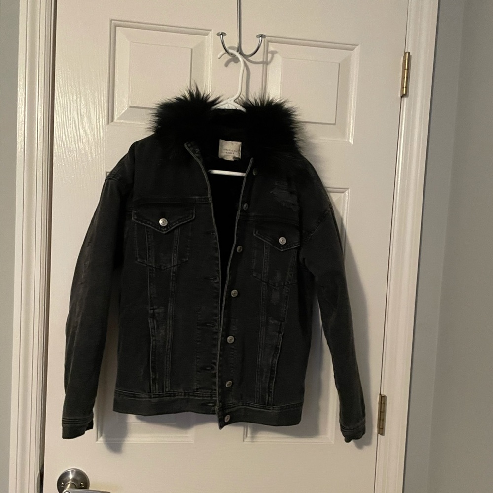 American Eagle black denim jacket. XS